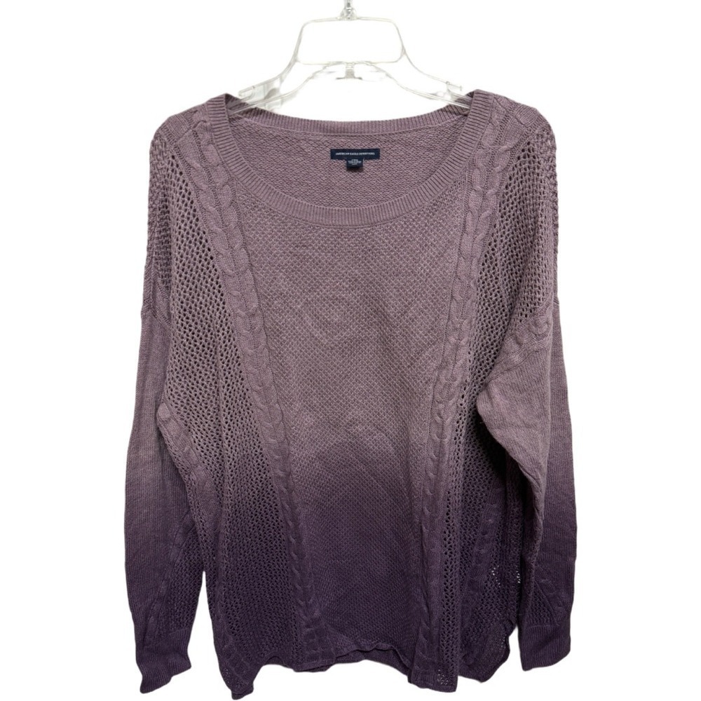 AMERICAN EAGLE OMBRE Purple SWEATER Knit Light Weight Oversized Size Large